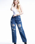 PANTALÓN AZUL CON ROTOS ESTILO RECTO STRAIGH 1987-37