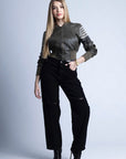 PANTALÓN NEGRO CON ROTOS ESTILO RECTO STRAIGH 1987-86