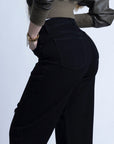 PANTALÓN NEGRO CON ROTOS ESTILO RECTO STRAIGH 1987-86