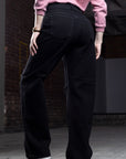 PANTALÓN NEGRO CON ROTOS ESTILO RECTO STRAIGH 1987-86