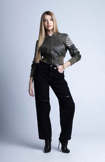 PANTALÓN NEGRO CON ROTOS  ESTILO RECTO STRAIGH 1987-86