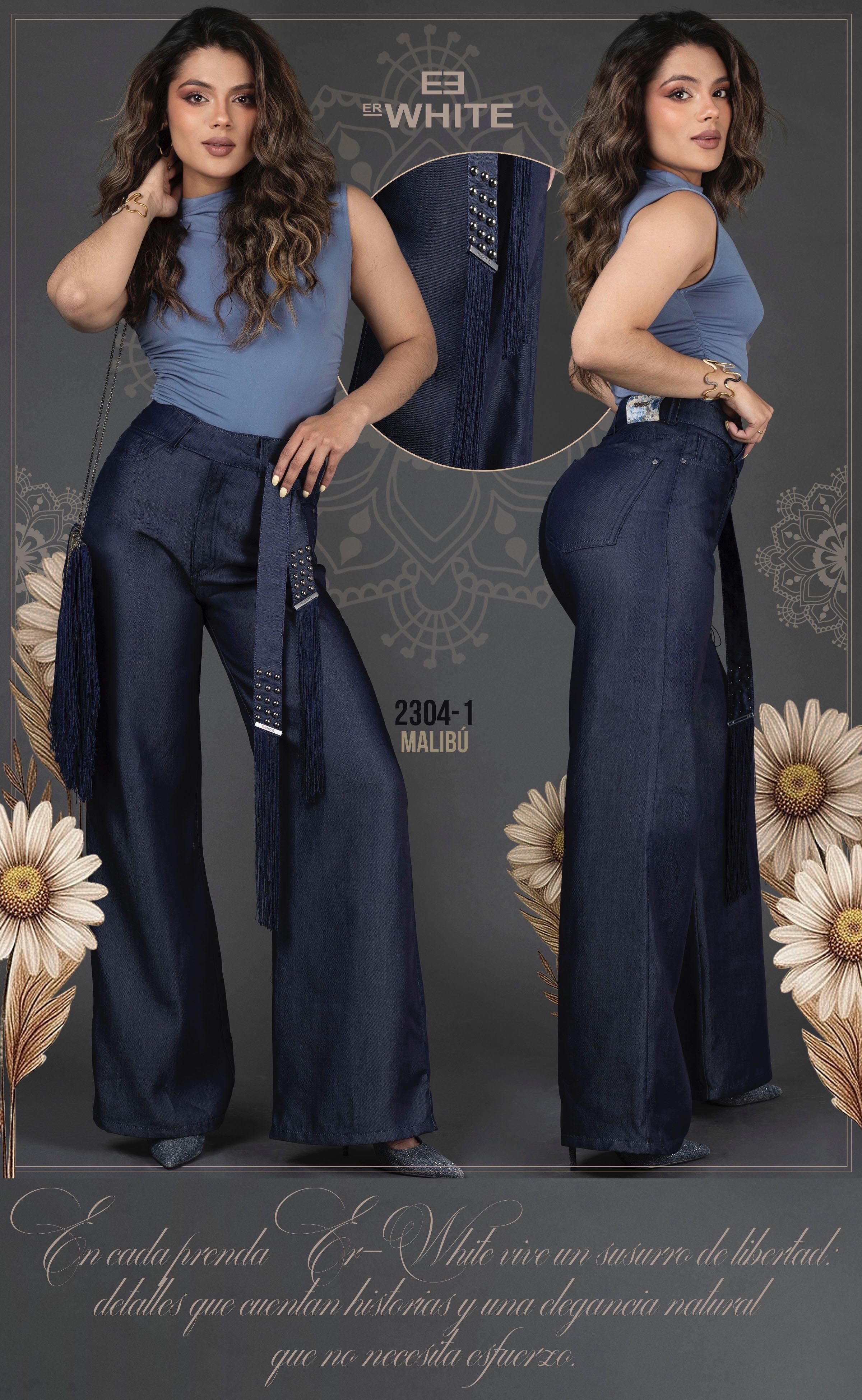 PANTALÓN ESTILO PALAZZO  MALIBÚ DENIM LIVIANO EFECTO SEDA 2304-1