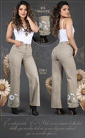 PANTALÓN ESTILO FLARE CON ESTAMPADO 2248-1