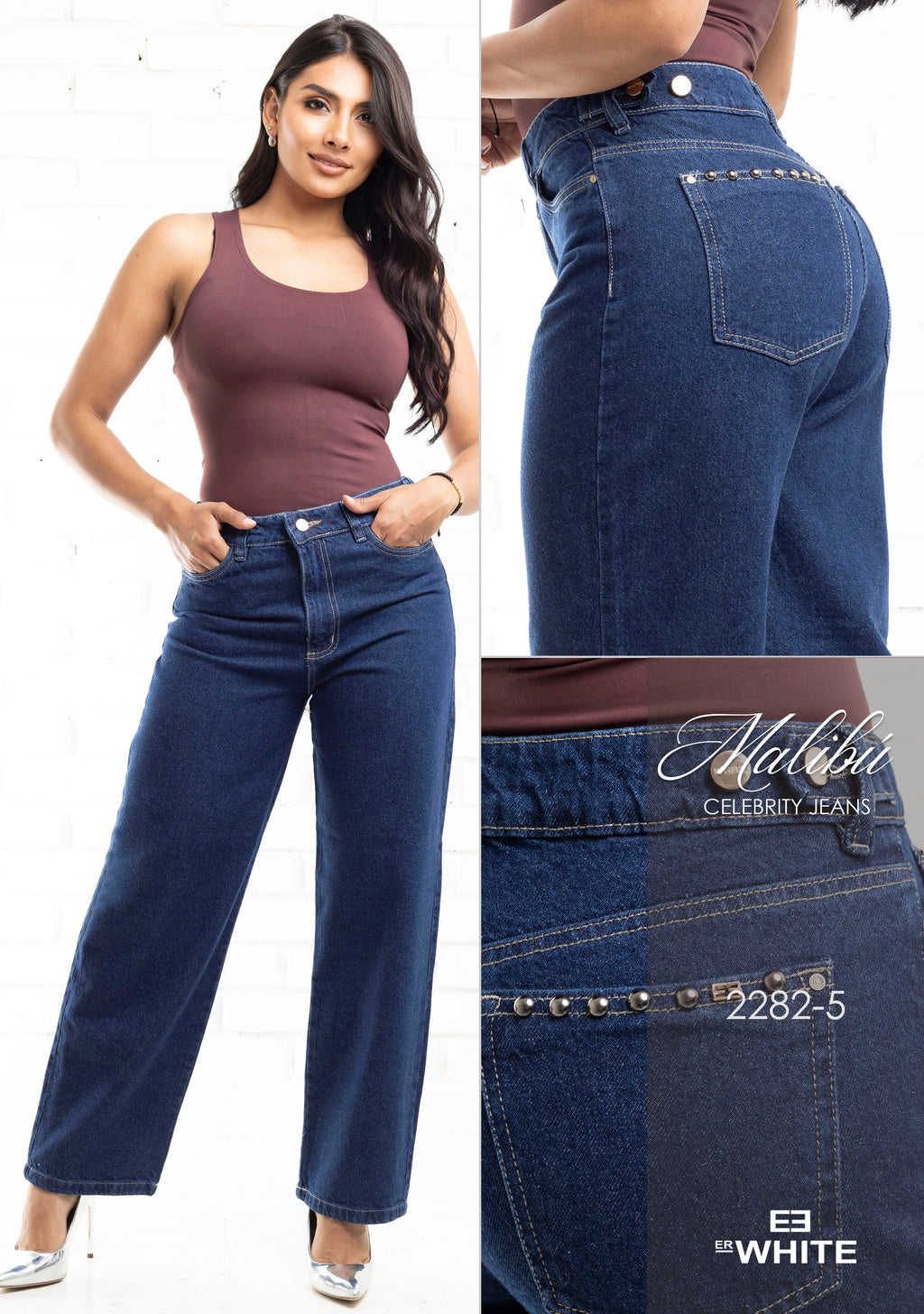 PANTALÓN ESTILO RECTO CON TACHES  2282-5