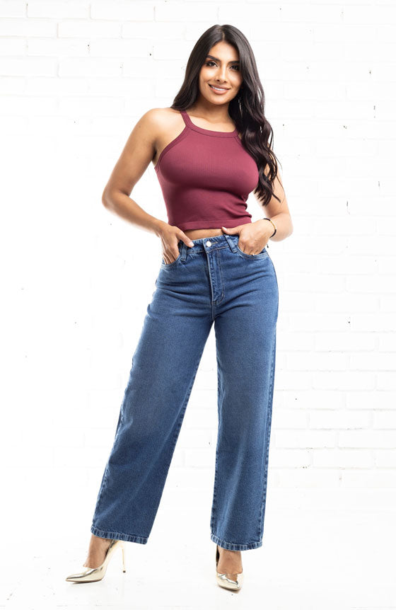 PANTALÓN ESTILO RECTO CON TACHES  2282-2