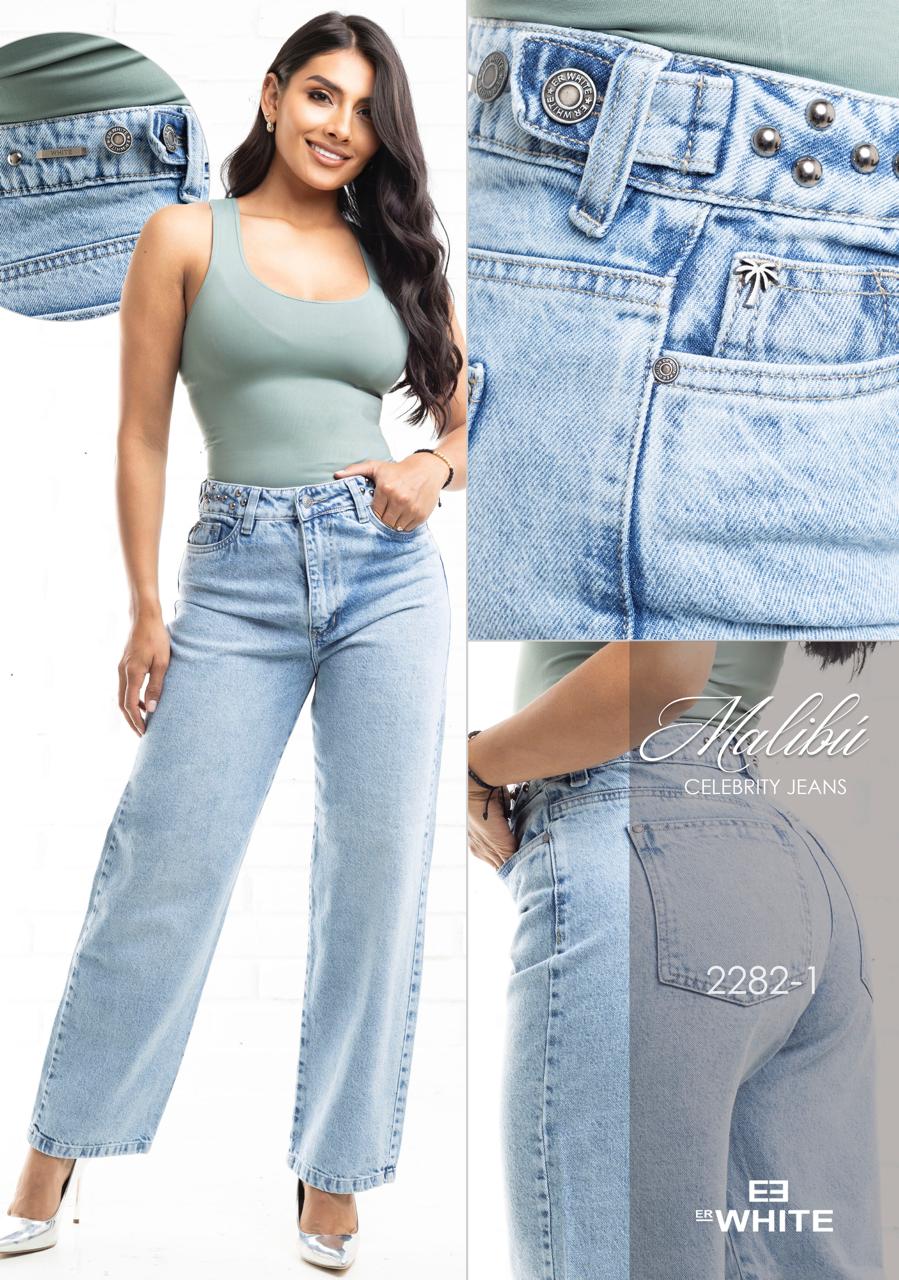 PANTALÓN ESTILO RECTO CON TACHES 2282-1