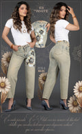 PANTALÓN ESTILO MOMFIT CON ESTAMPADO DE FLOR 2276-4