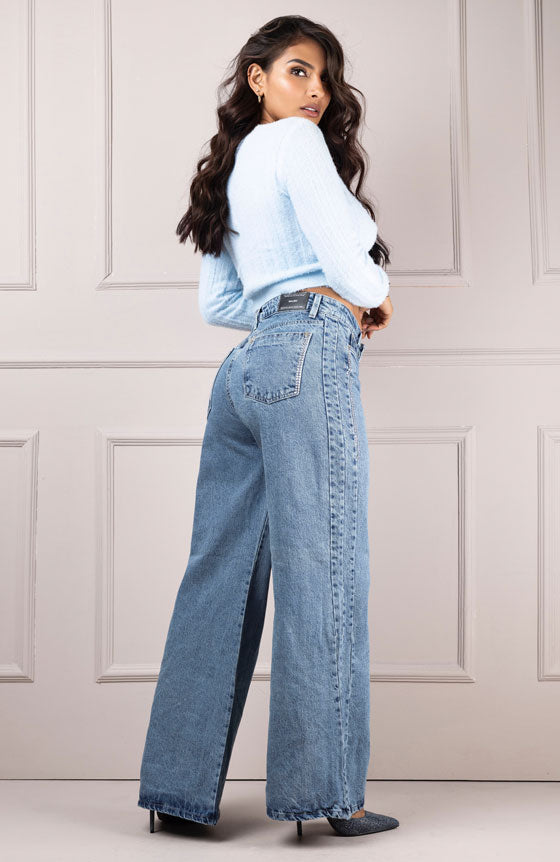 PANTALÓN ESTILO FLARE 2170-77 CON PEDRERÍA