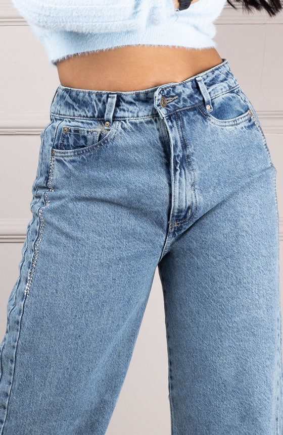 PANTALÓN ESTILO FLARE 2170-77 CON PEDRERÍA